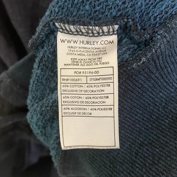 Hurley Black & Blue Men's Monogram Hoodie Jacket Long Sleeve Two Tone Size Small - Picture 11 of 12